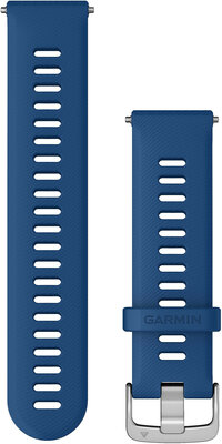 Cinturino Garmin Quick Release 22mm, in silicone, blu, fibbia argento (Venu, Forerunner 255, Vívoactive 4, ecc.)