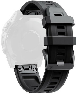Cinturino QuickFit 26mm, in silicone, nero, fibbia nera (Garmin Fenix 7X/6X/5X, Tactix, ecc.)