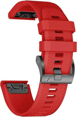 Cinturino QuickFit 22mm, in silicone, rosso, fibbia nera (Garmin Fenix 7/6/5, Epix 2, ecc.)