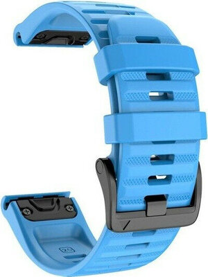 Cinturino QuickFit 22mm, silicone, blu, fibbia nera (Garmin Fenix 7/6/5, Epix 2, ecc.)