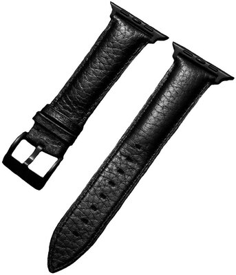 Cinturino per Apple Watch, in pelle, nero, fibbia nera (cassa 38/40/41mm)
