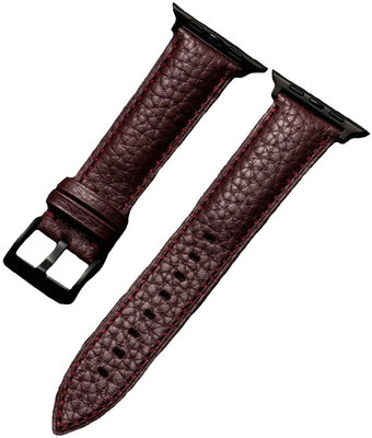 Cinturino per Apple Watch, in pelle, marrone scuro, fibbia nera (cassa 42/44/45mm)