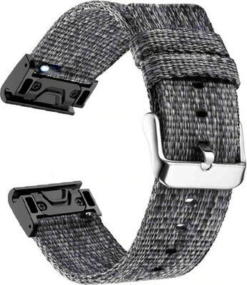 Cinturino QuickFit 22mm, in nylon, nero, fibbia in acciaio (Garmin Fenix 7/6/5, Epix 2, MARQ, ecc.)