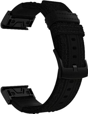 Cinturino QuickFit 26mm, nylon, nero, fibbia nera (Garmin Fenix 7X/6X/5X, Tactix, ecc.)
