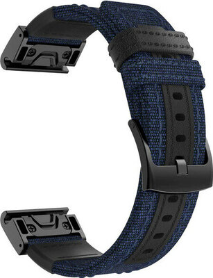 Cinturino QuickFit 26mm, in nylon, blu, fibbia nera (Garmin Fenix 7X/6X/5X, Tactix, ecc.)