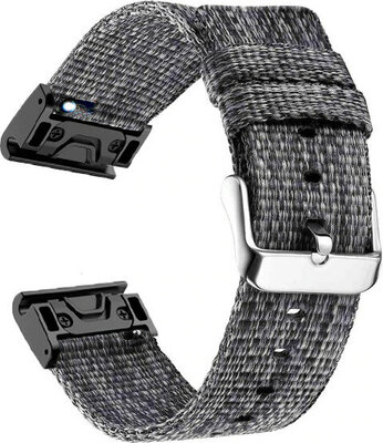 Cinturino QuickFit 26mm, in nylon, nero, fibbia in acciaio (Garmin Fenix 7X/6X/5X, Tactix, ecc.)