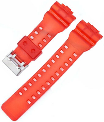 Cinturino per Casio G-Shock, in plastica, rosso, fibbia argento (per i modelli GA-100, GA-110, GD-120, GLS-100)