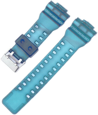 Cinturino per Casio G-Shock, in plastica, blu, fibbia argento (per i modelli GA-100, GA-110, GD-120, GLS-100)