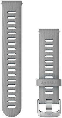 Cinturino Garmin Quick Release 18mm, in silicone, grigio, fibbia argento (Venu 2S, Vívoactive 4S, Vívomove 3S)
