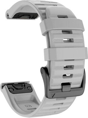 Cinturino QuickFit 22mm, in silicone, grigio, fibbia nera (Garmin Fenix 7/6/5, Epix 2, MARQ, ecc.)