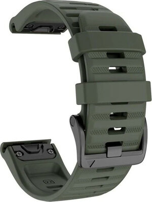 Cinturino QuickFit 22mm, in silicone, verde scuro, fibbia nera (Garmin Fenix 7/6/5, Epix 2, MARQ, ecc.)