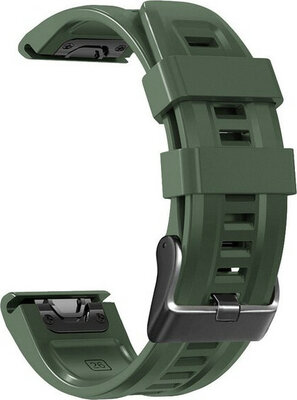 Cinturino QuickFit 26mm, in silicone, verde scuro, fibbia nera (Garmin Fenix 7X/6X/5X, Tactix, ecc.)