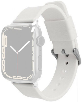 Cinturino per Apple Watch, in silicone, bianco, fibbia argento (casse da 42/44/45mm)