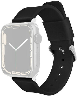 Cinturino per Apple Watch, in silicone, nero, fibbia argento (casse da 38/40/41mm)
