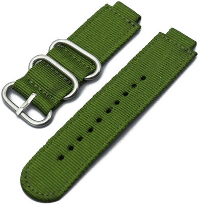 Cinturino per Casio G-Shock, in nylon, verde, fibbia argento (per i modelli GM-110/GA-2100, GA-110, DW-5600)