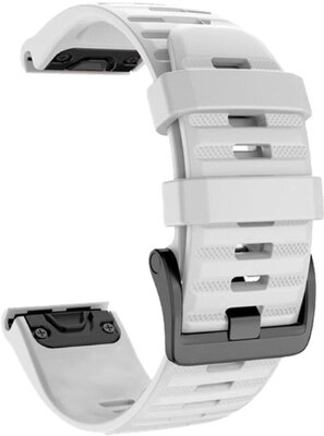 Cinturino QuickFit 20mm, in silicone, bianco, fibbia nera (Garmin Fenix 7S/6S/5S)