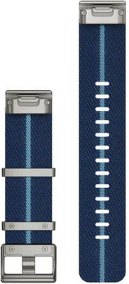 Cinturino in nylon Garmin 22mm (per Garmin Fenix 8/7/6 (47mm), Epix 2 ecc.), blu V2, QuickFit, 010-13225-10