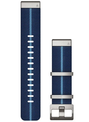 Cinturino Garmin QuickFit 22mm, in nylon, blu, fibbia argento (Fenix 7/6/5, Epix 2, ecc.)
