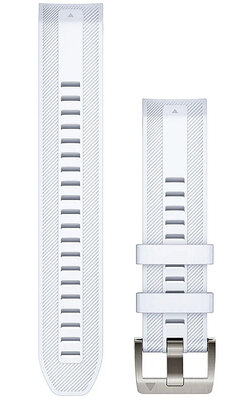 Cinturino Garmin Quickfit 22mm, in silicone, bianco, fibbia argento (MARQ 2)