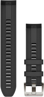 Cinturino Garmin Quickfit 22mm, in silicone, nero, fibbia argento (MARQ)