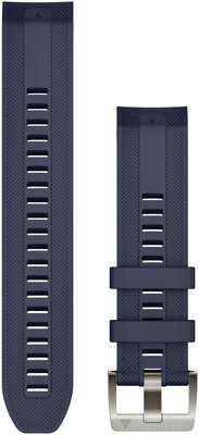 Cinturino Garmin Quickfit 22mm, in silicone, blu scuro, fibbia argento (MARQ 2)