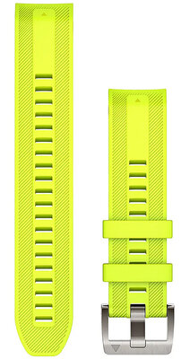 Cinturino Garmin Quickfit 22mm, in silicone, giallo neon, fibbia argento (MARQ 2)