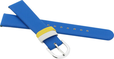 Cinturino in pelle per bambini 16mm, blu, fibbia argento