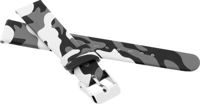 Cinturino in pelle per bambini 16mm, screziato (bianco/nero), fibbia argento