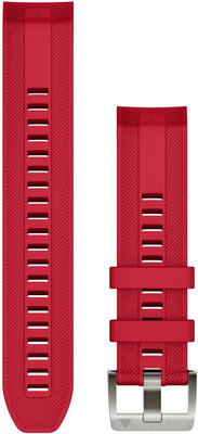 Cinturino Garmin Quickfit 22mm, in silicone, rosso, fibbia argento (Fenix 7/6/5, Epix 2, MARQ 2, ecc.)