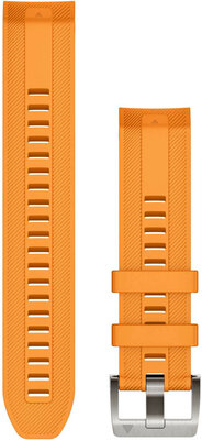 Cinturino Garmin Quickfit 22mm, in silicone, arancione, fibbia argento (MARQ)