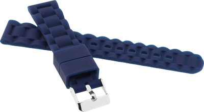 Cinturino in silicone per bambini 18mm, blu scuro, fibbia argento