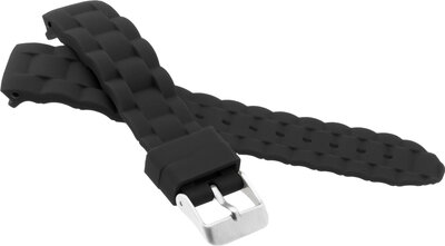 Cinturino in silicone per bambini 18 mm, nero, fibbia argento