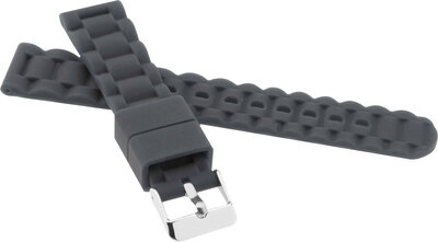 Cinturino in silicone per bambini 18 mm, grigio scuro, fibbia argento