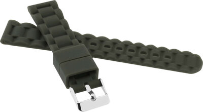 Cinturino in silicone per bambini 18 mm, grigio-verde, fibbia argento