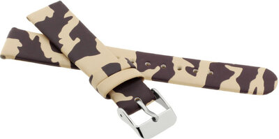 Cinturino in pelle per bambini 16mm, screziato (beige/marrone), fibbia argento