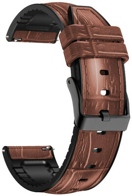 Cinturino Quick Release 22mm, in pelle, marrone, fibbia scura (Garmin Venu 2, Forerunner 255, Vívoactive 4, ecc.)