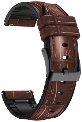 Cinturino Quick Release 22mm, in pelle, marrone, fibbia nera (Garmin Venu, Forerunner 255, Vívoactive 4, ecc.)