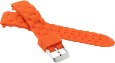 Cinturino in silicone per bambini 18mm, arancione, fibbia argento