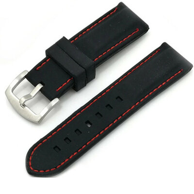 Cinturino nero in silicone Ricardo Fermo con cuciture rosse