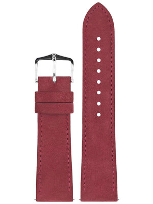 Cinturino in pelle Hirsch Osiris Nubuk M 03433161-2, rosso, vitello, lunghezza M, Quick Release