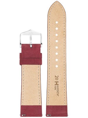 Cinturino in pelle Hirsch Osiris Nubuk M 03433161-2, rosso, vitello, lunghezza M, Quick Release