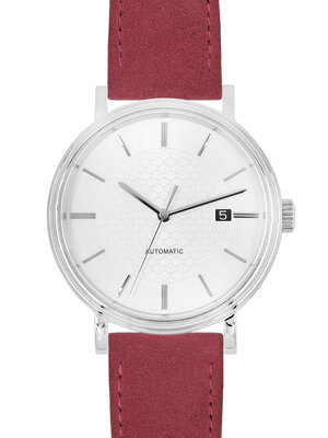 Cinturino in pelle Hirsch Osiris Nubuk M 03433161-2, rosso, vitello, lunghezza M, Quick Release