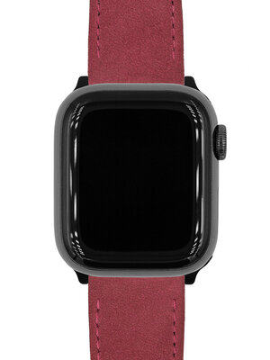 Cinturino in pelle Hirsch Osiris Nubuk M 03433161-2, rosso, vitello, lunghezza M, Quick Release