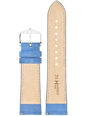 Cinturino in pelle Hirsch Osiris Nubuk M 03433183-2, blu, vitello, lunghezza M, Quick Release