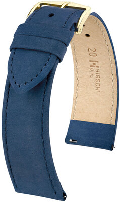 Cinturino in pelle blu scuro Hirsch Osiris Nubuk M 03433180-1 (pelle di vitello)
