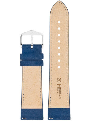 Cinturino in pelle Hirsch Osiris Nubuk M 03433180-2, blu, vitello, lunghezza M, Quick Release