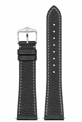 Cinturino in pelle Hirsch Bologna M 01802150-2, nero, vitello, lunghezza M, Quick Release