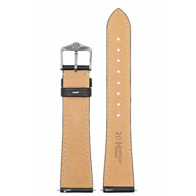 Cinturino in pelle Hirsch Bologna M 01802150-2, nero, vitello, lunghezza M, Quick Release