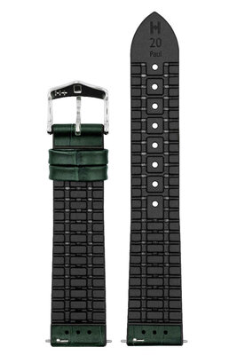 Cinturino in pelle Hirsch Paul L 0925028040-2, verde, vitello/gomma naturale, lunghezza L, Quick Release