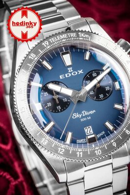 Edox SkyDiver Chronograph Quartz 10116-3-buidn Limited Edition 1000pcs ( + cinturino di ricambio )